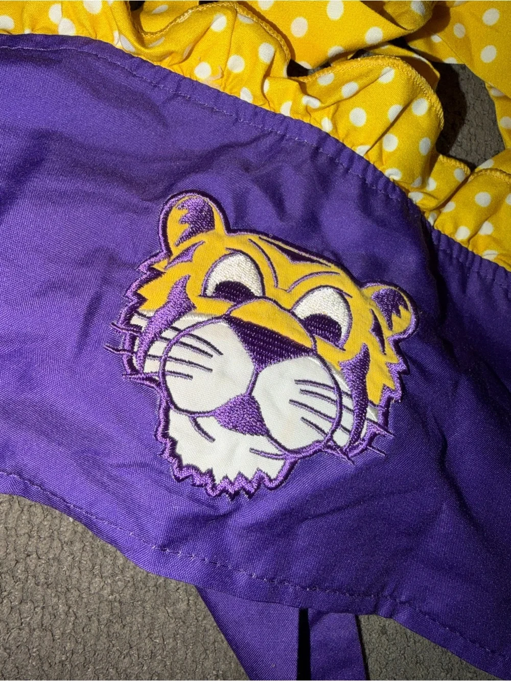 LSU Purple & Yellow Polka Dot Two-Piece Bikini Set with Tiger Patch